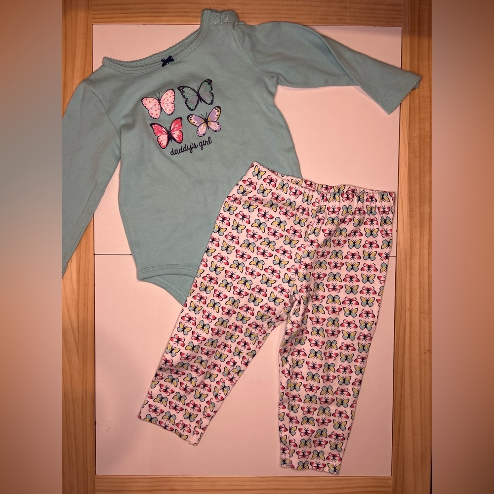 5 for $30 Carter's Mint and Pink Butterfly Matching Outfit